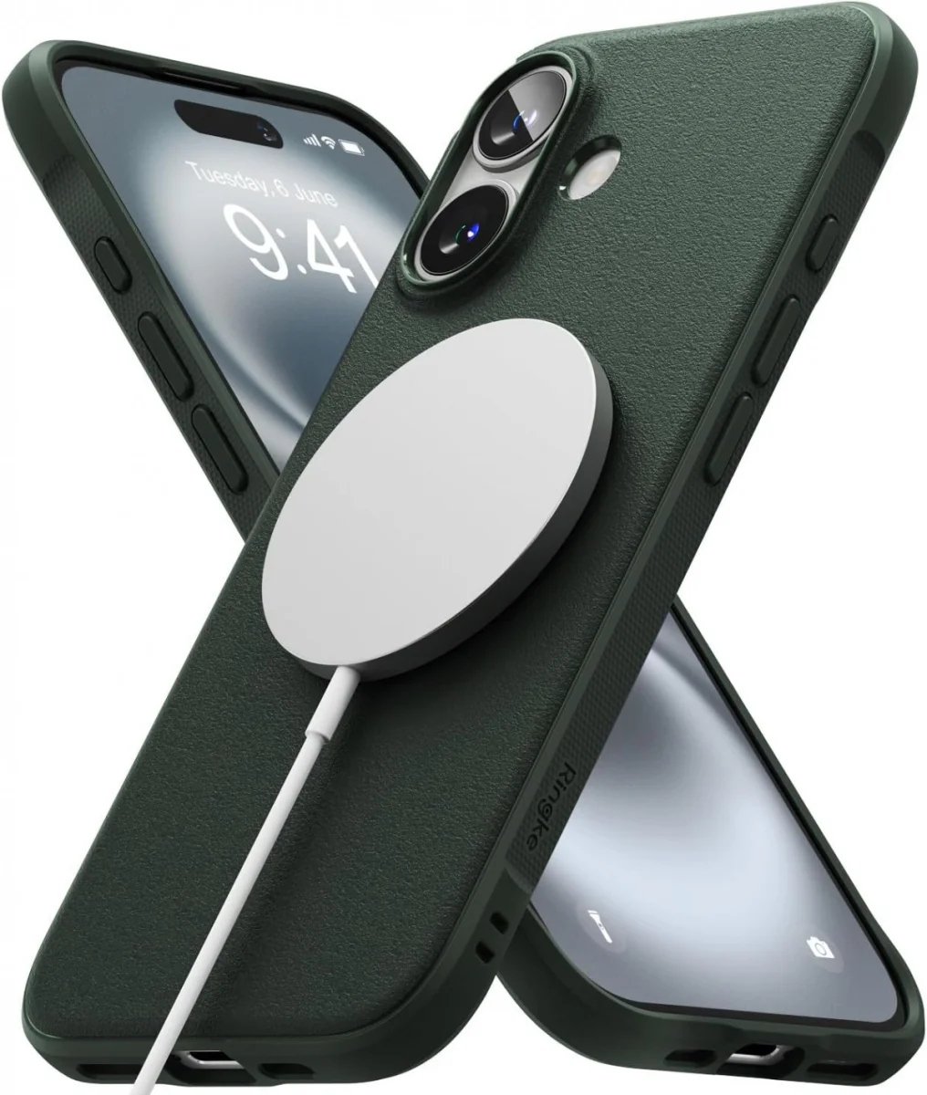 Ringke Onyx Magnetic iPhone 16 Plus Hoesje MagSafe Back Cover Groen afbeelding 2