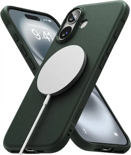 Ringke Onyx Magnetic iPhone 16 Plus Hoesje MagSafe Back Cover Groen afbeelding 2