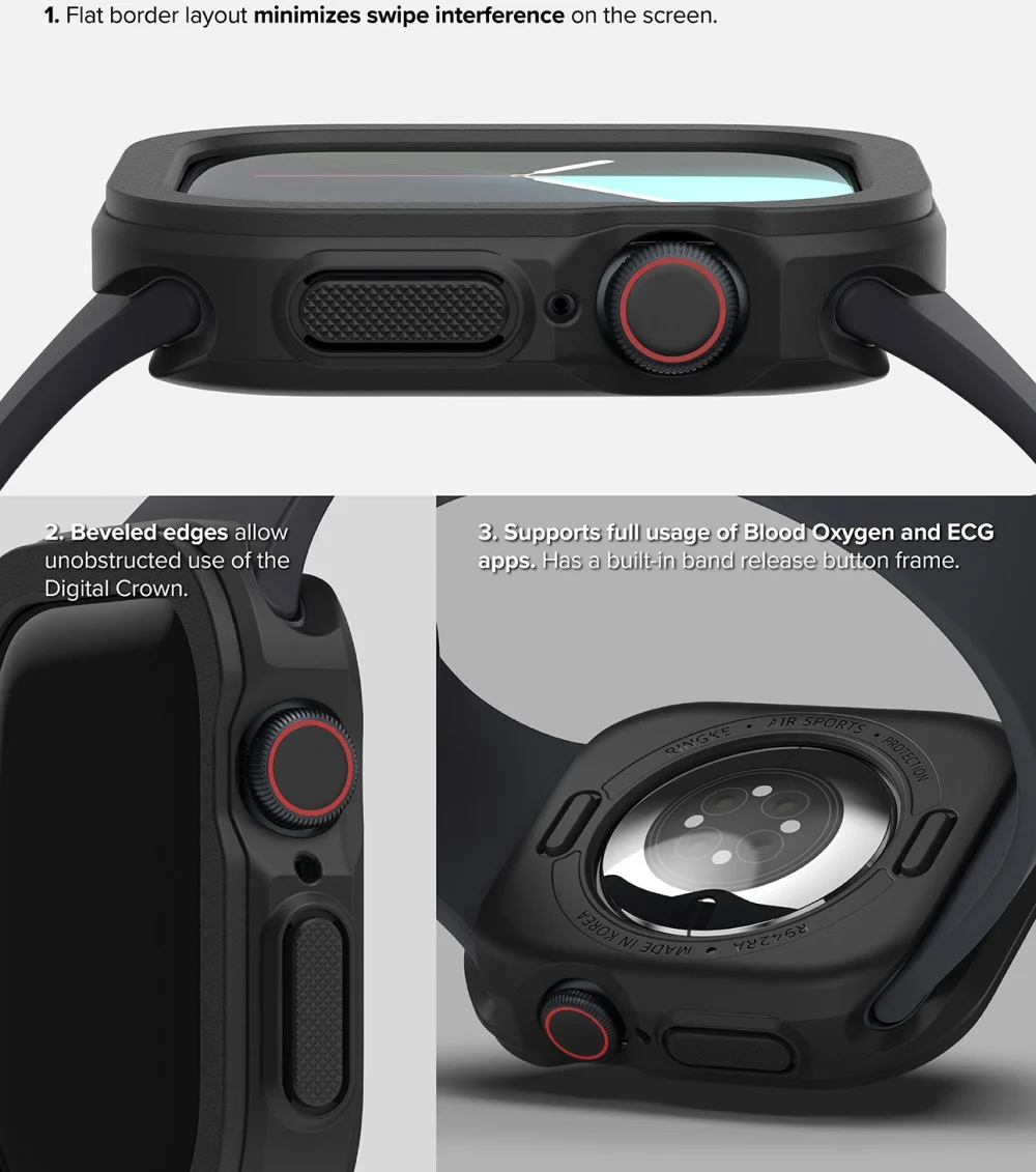 Ringke Air Sports - Apple Watch 11/10 42MM Hoesje - TPU Zwart afbeelding 7