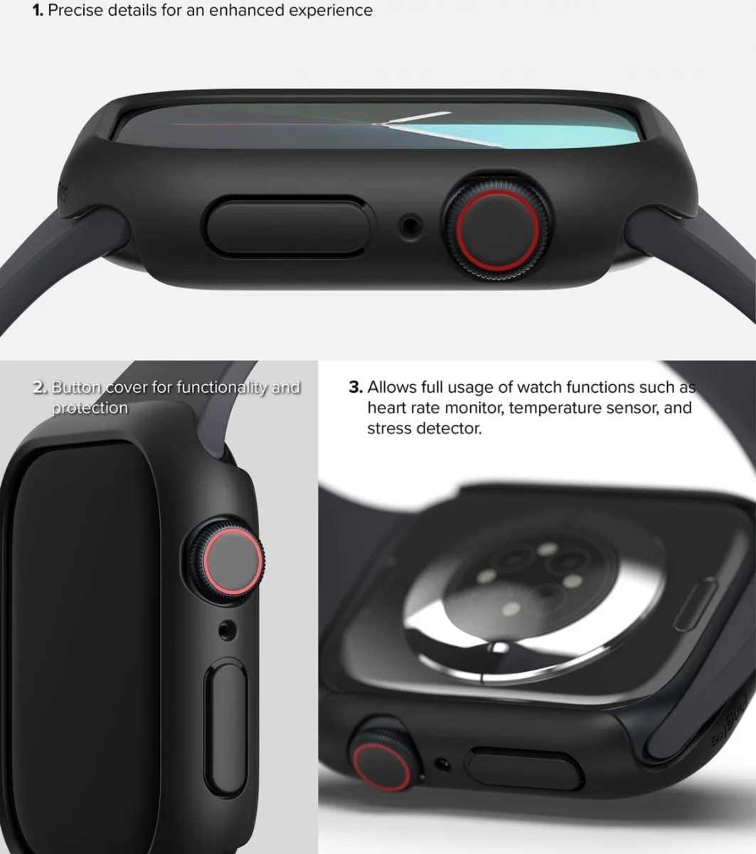 Ringke Slim - Apple Watch 11/10 46MM Hoesje - (2P) Transparant & Zwart afbeelding 8
