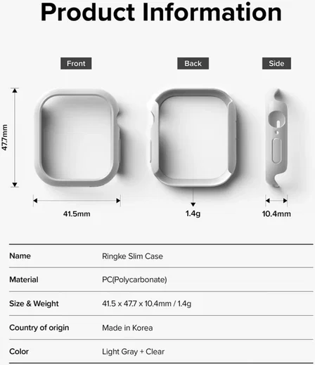 Ringke Slim - Apple Watch 11/10 46MM Hoesje - (2P) Transparant & Grijs afbeelding 9