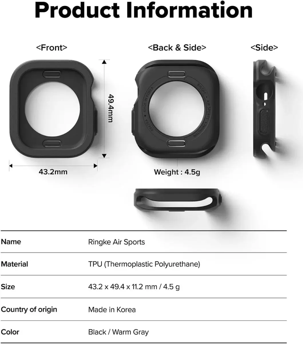 Ringke Air Sports Apple Watch 11/10 46MM Hoesje TPU Zwart afbeelding 8