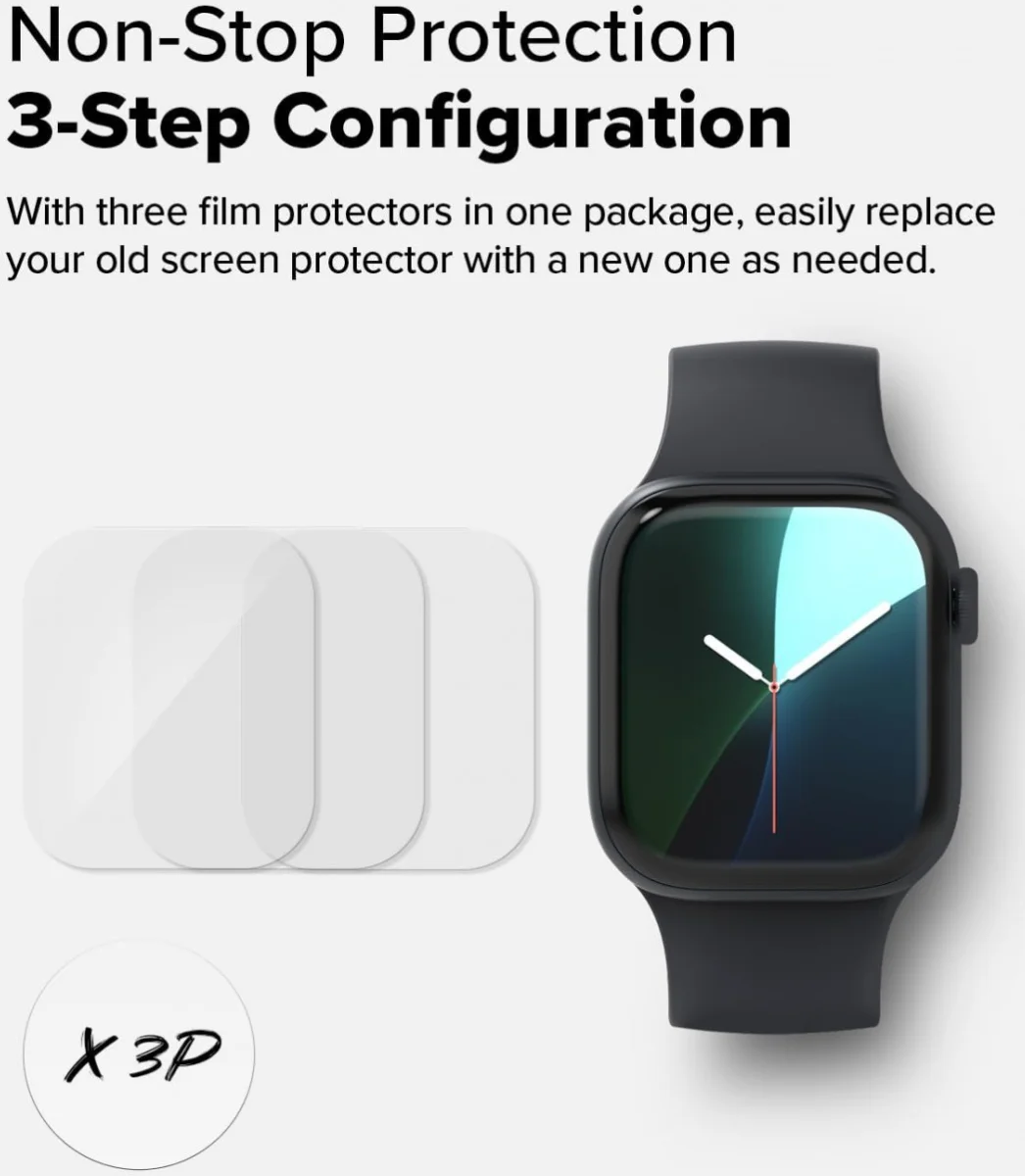 Ringke Dual Easy - Apple Watch 11 / 10 46MM Screen Protector - 3-Pack afbeelding 9