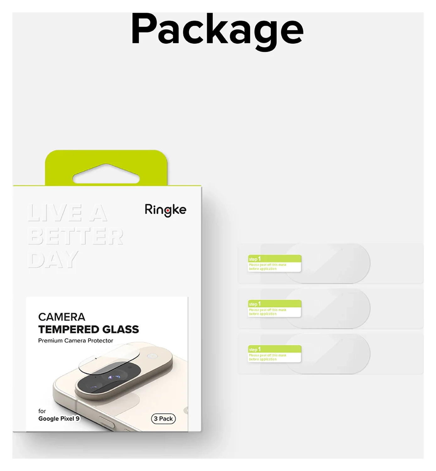 Ringke Google Pixel 9 Camera Protector Tempered Glass (3-Pack) afbeelding 13