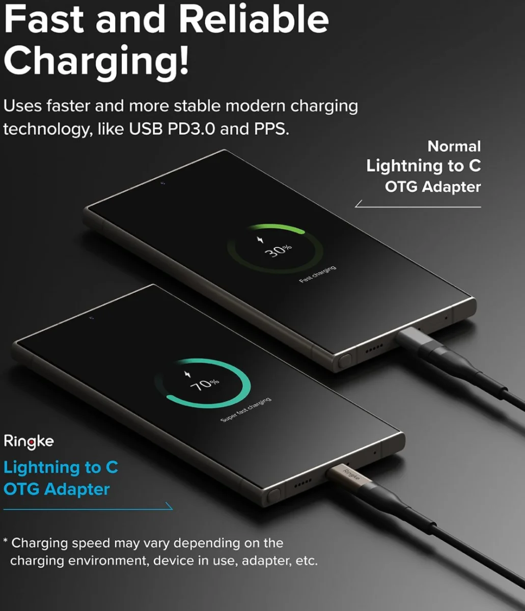 Ringke Lightning - USB-C OTG Adapter Converter voor iPhone 15/16/Android 2 Pack afbeelding 2