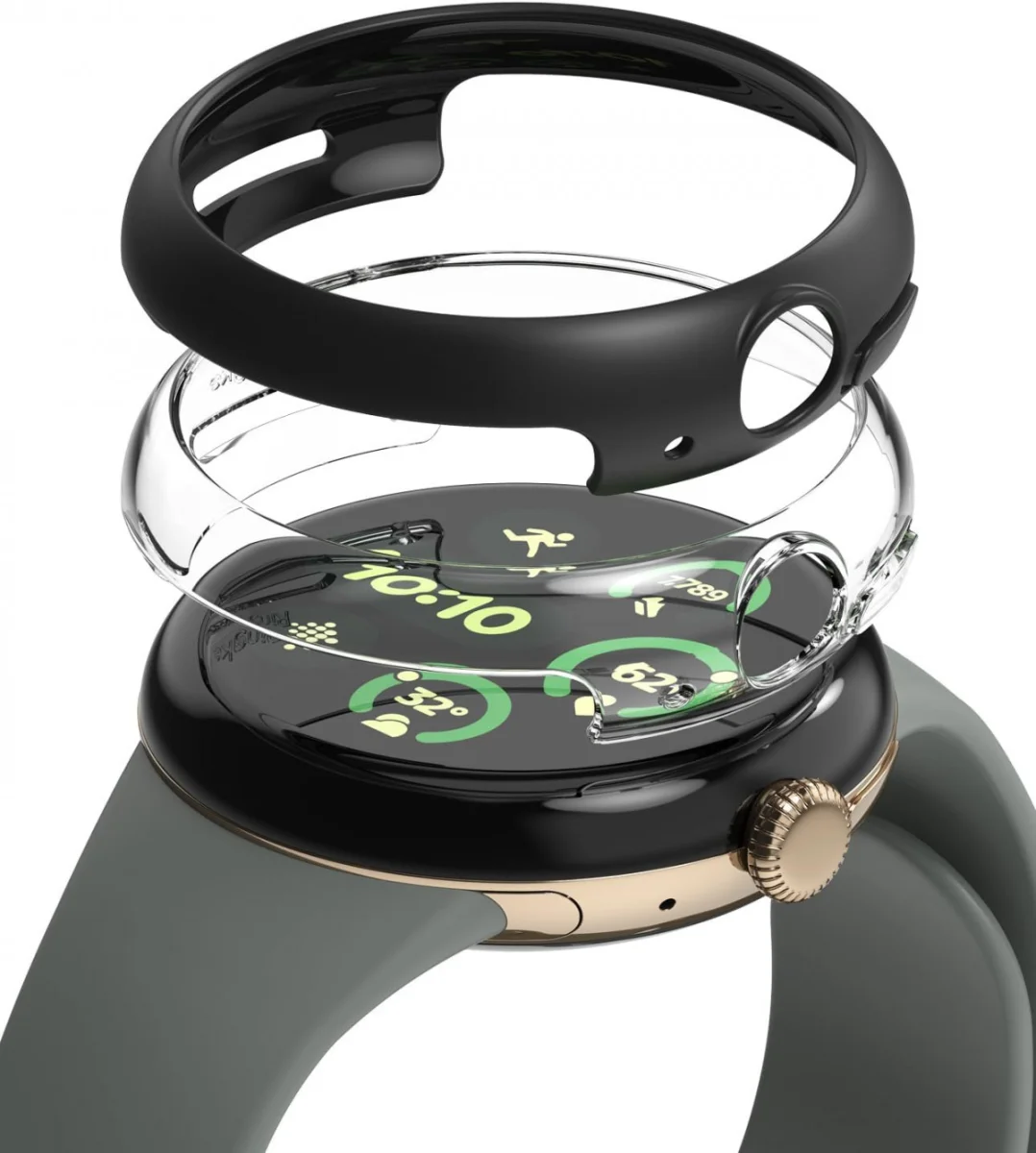Ringke Slim - Google Pixel Watch 3 41MM Hoesje - (2P) Transparant & Zwart afbeelding 1