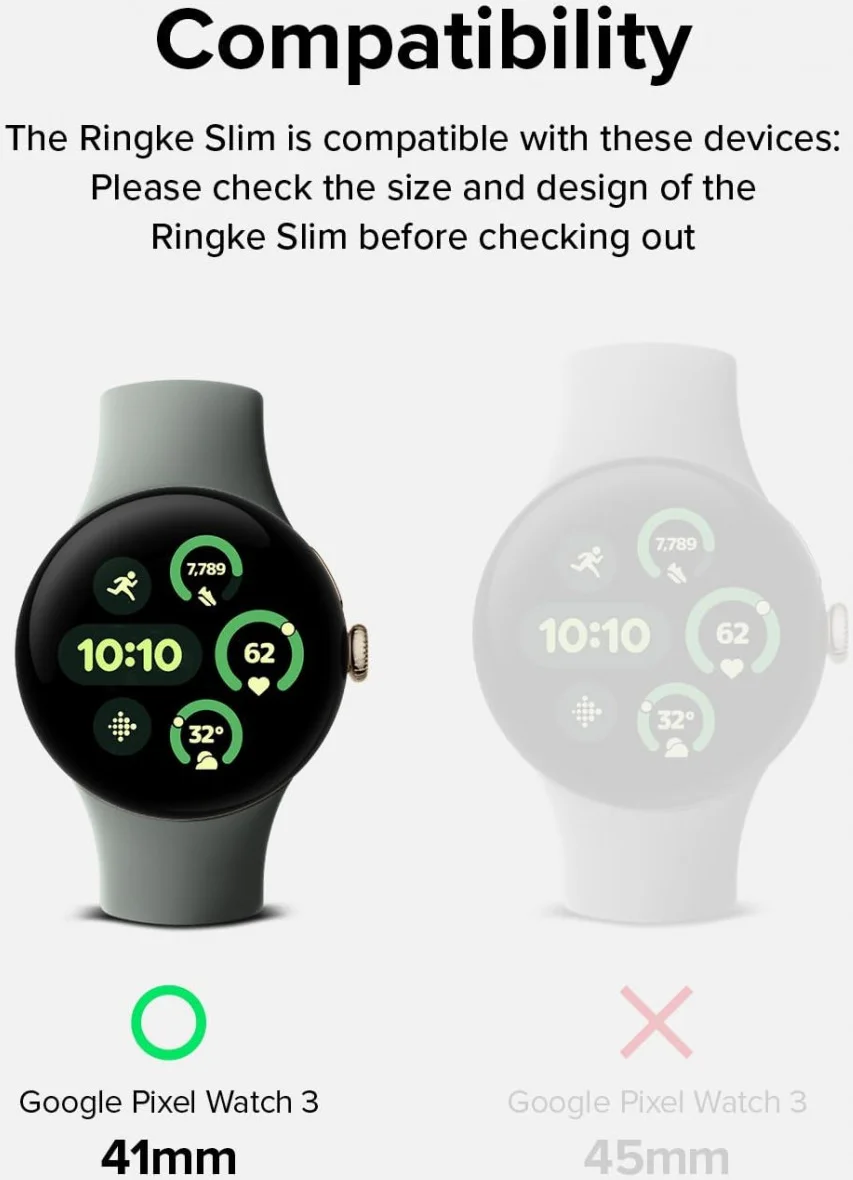 Ringke Slim - Google Pixel Watch 3 41MM Hoesje - (2P) Transparant & Zwart afbeelding 2