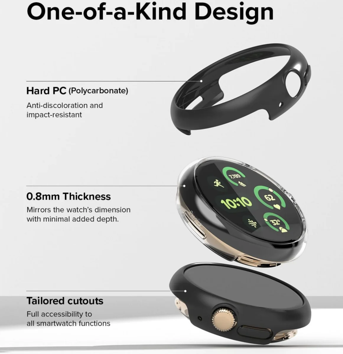 Ringke Slim - Google Pixel Watch 3 41MM Hoesje - (2P) Transparant & Zwart afbeelding 3
