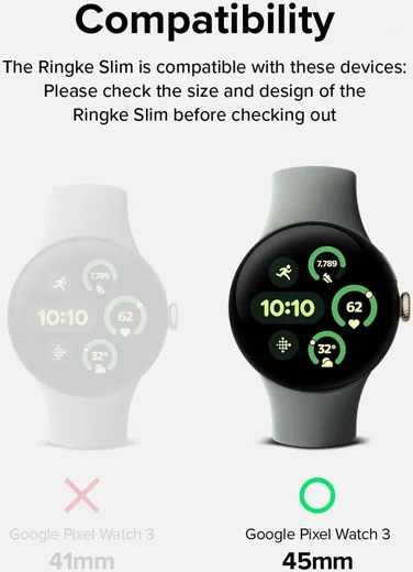 Ringke Slim - Google Pixel Watch 3 45MM Hoesje - (2P) Transparant & Zwart afbeelding 2