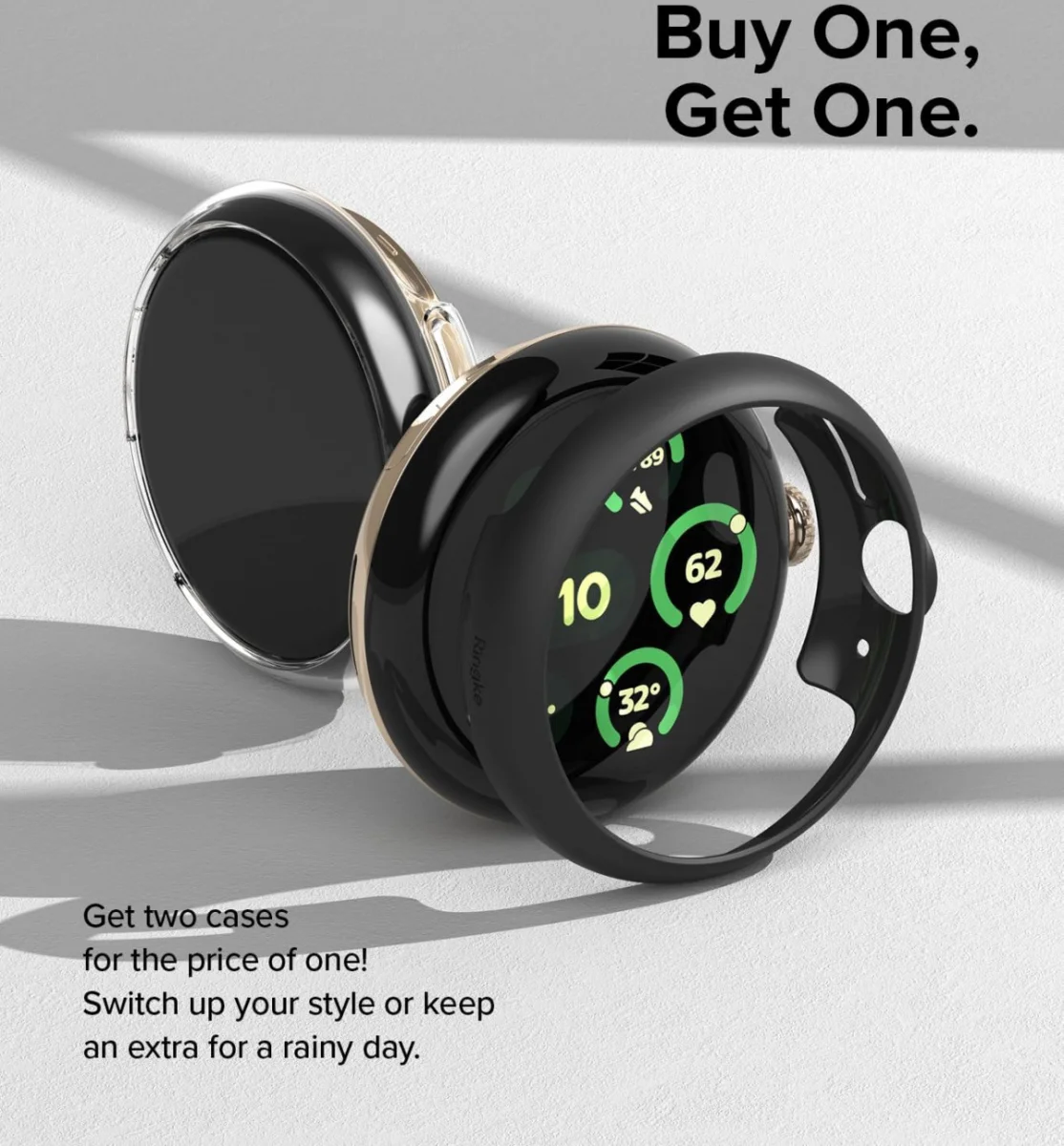 Ringke Slim - Google Pixel Watch 3 45MM Hoesje - (2P) Transparant & Zwart afbeelding 4