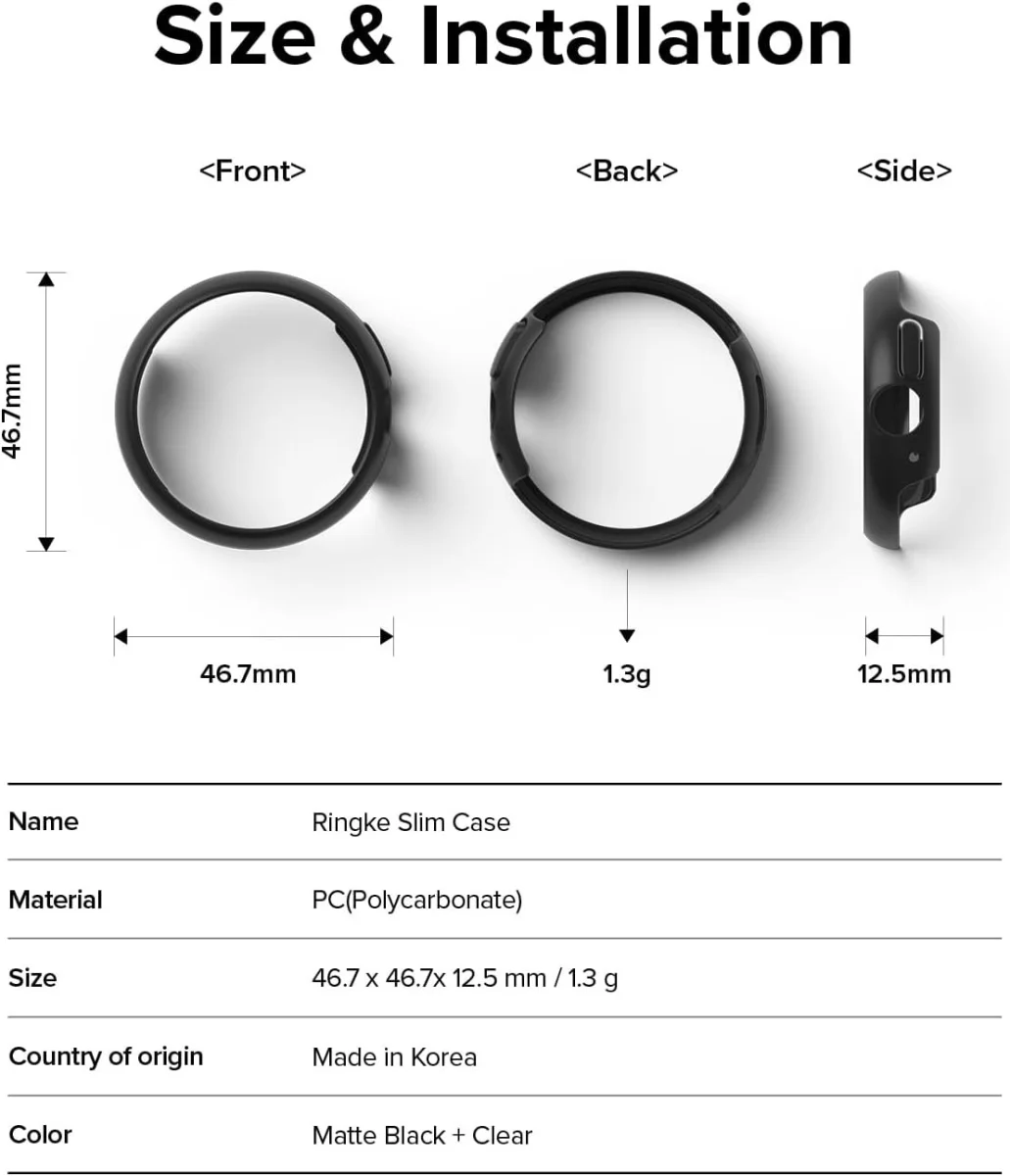 Ringke Slim - Google Pixel Watch 3 45MM Hoesje - (2P) Transparant & Zwart afbeelding 9