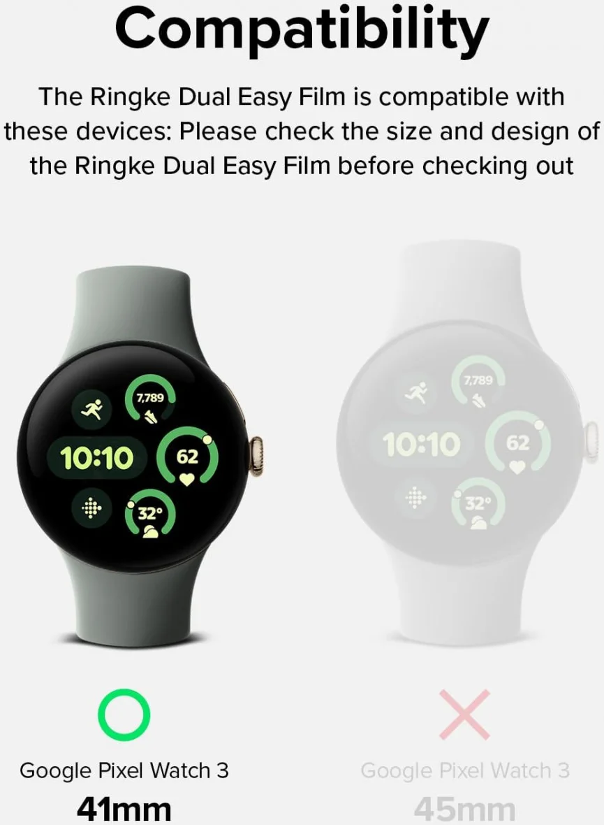 Ringke Dual Easy Film - Google Pixel Watch 3 41MM Screen Protector - 3-Pack afbeelding 9