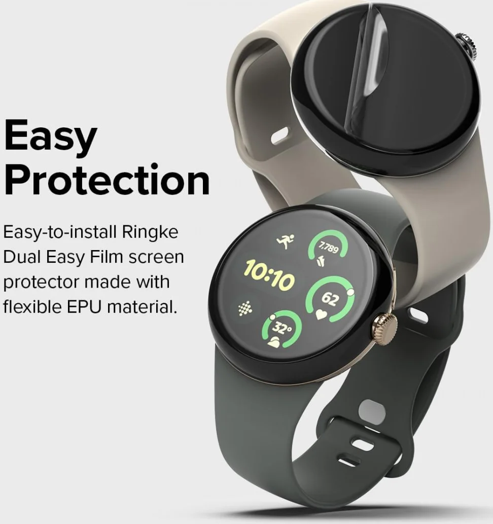 Ringke Dual Easy Film - Google Pixel Watch 3 45MM Screen Protector - 3-Pack afbeelding 2