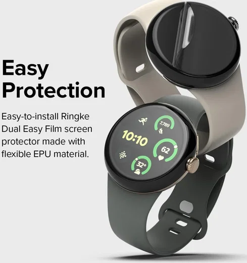 Ringke Dual Easy Film - Google Pixel Watch 3 45MM Screen Protector - 3-Pack afbeelding 2
