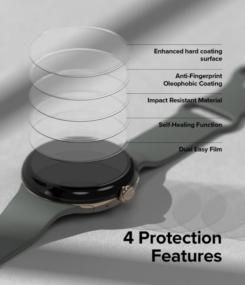 Ringke Dual Easy Film - Google Pixel Watch 3 45MM Screen Protector - 3-Pack afbeelding 4