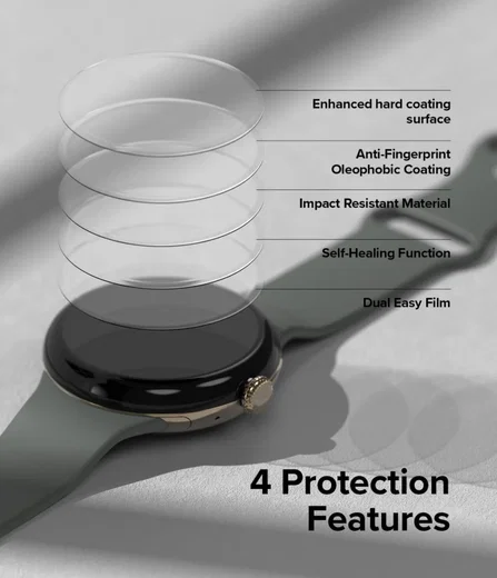 Ringke Dual Easy Film - Google Pixel Watch 3 45MM Screen Protector - 3-Pack afbeelding 4