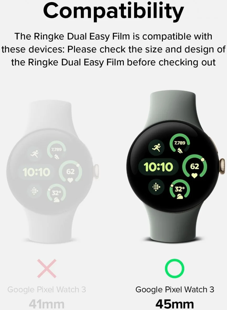 Ringke Dual Easy Film - Google Pixel Watch 3 45MM Screen Protector - 3-Pack afbeelding 8