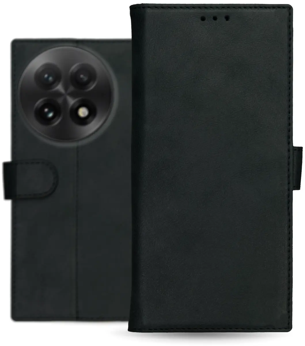 Rosso Deluxe OnePlus 13 Hoesje Echt Leer Book Case Zwart afbeelding 9