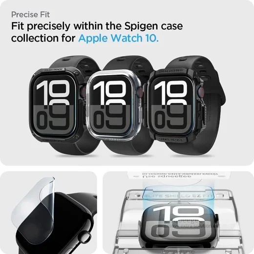 Spigen Eliteshield EZ Fit - Apple Watch 11/10 46MM Screen Protector - 2-Pack afbeelding 8