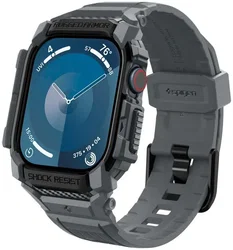 Spigen Rugged Armor Pro - Apple Watch 11/10 46MM - Hoesje en Bandje - Grijs afbeelding