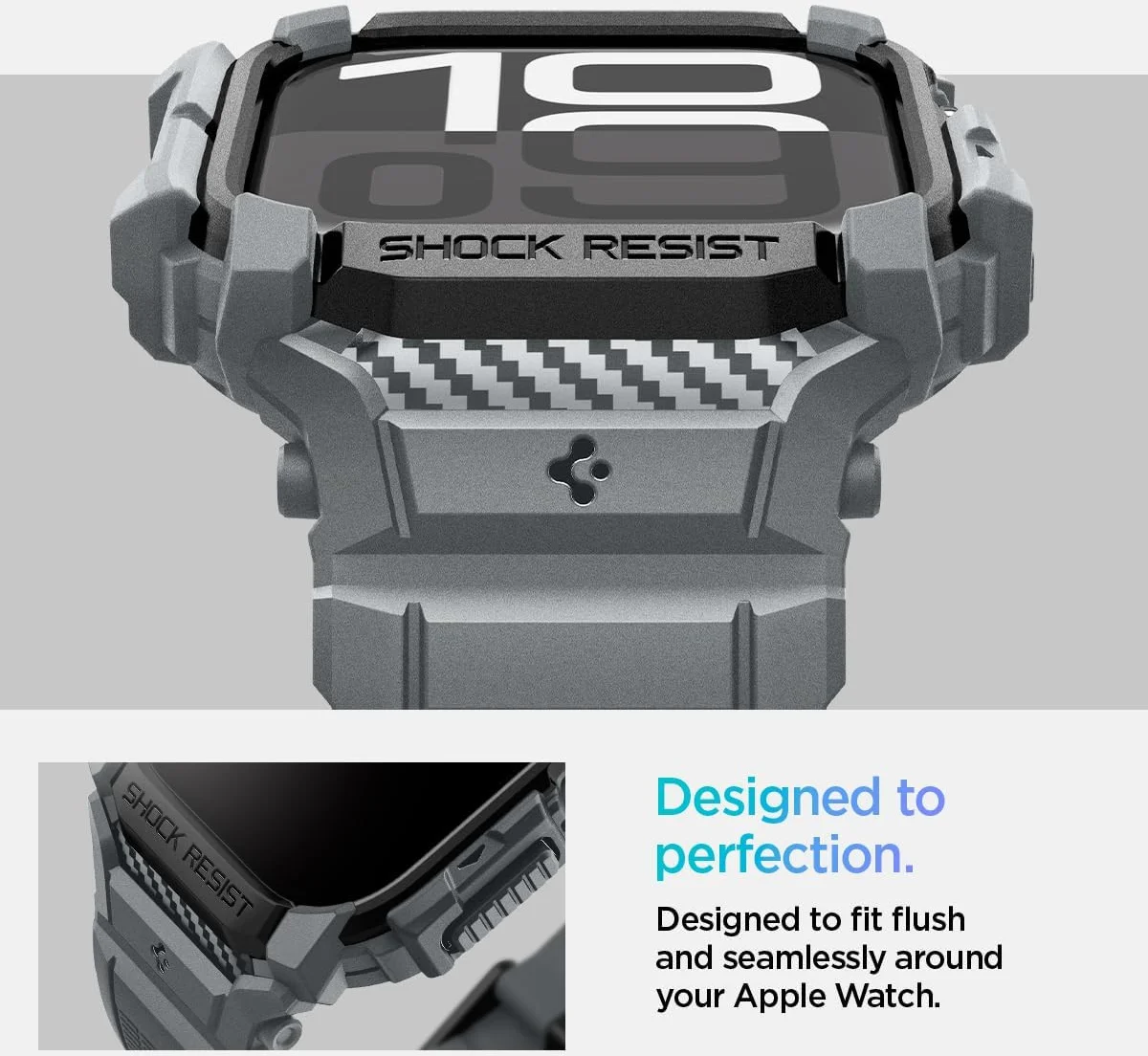 Spigen Rugged Armor Pro - Apple Watch 11/10 46MM - Hoesje en Bandje - Grijs afbeelding 11