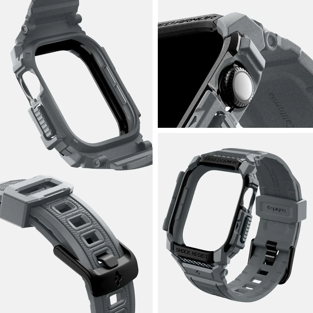 Spigen Rugged Armor Pro - Apple Watch 11/10 46MM - Hoesje en Bandje - Grijs afbeelding 13