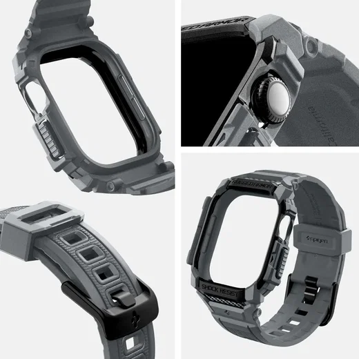 Spigen Rugged Armor Pro - Apple Watch 11/10 46MM - Hoesje en Bandje - Grijs afbeelding 13