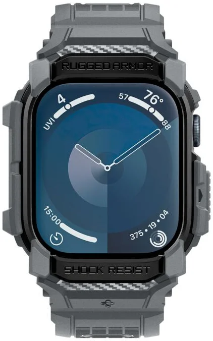 Spigen Rugged Armor Pro - Apple Watch 11/10 46MM - Hoesje en Bandje - Grijs afbeelding 6