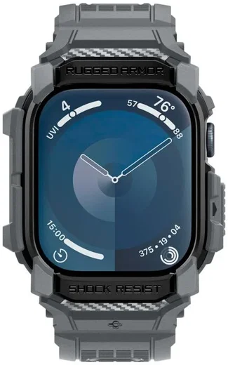 Spigen Rugged Armor Pro - Apple Watch 11/10 46MM - Hoesje en Bandje - Grijs afbeelding 6