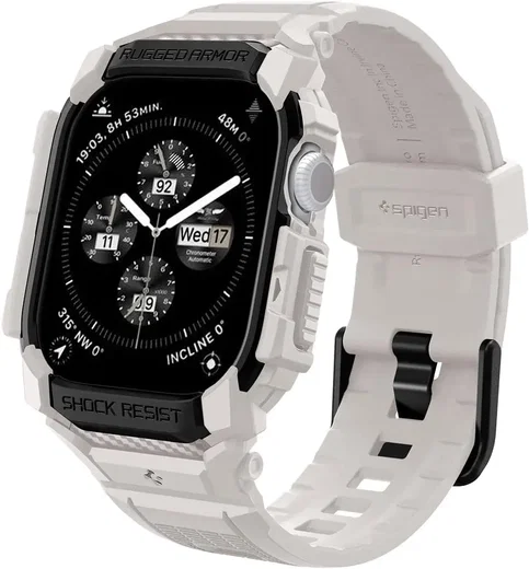 Spigen Rugged Armor Pro - Apple Watch 11/10 42MM - Hoesje en Bandje - Beige afbeelding 1