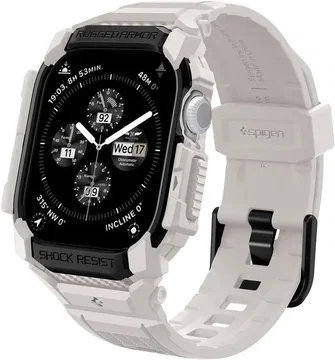 Spigen Rugged Armor Pro - Apple Watch 11/10 42MM - Hoesje en Bandje - Beige