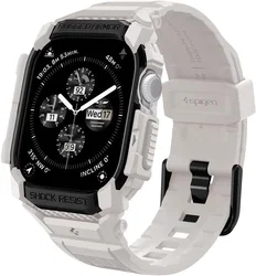 Spigen Rugged Armor Pro - Apple Watch 11/10 42MM - Hoesje en Bandje - Beige afbeelding