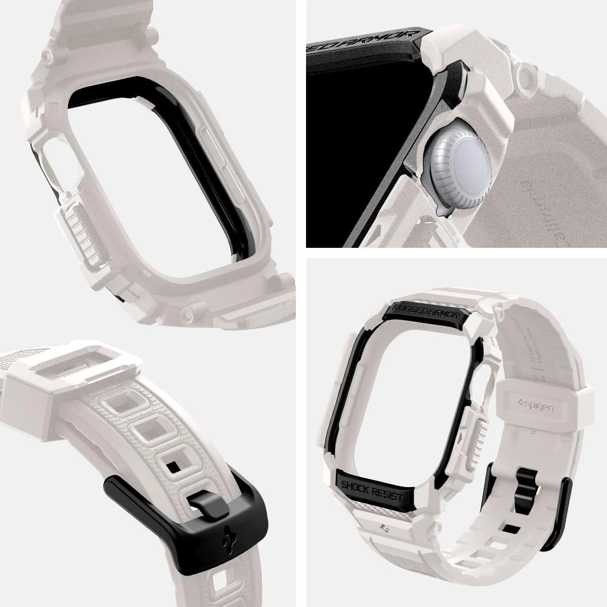 Spigen Rugged Armor Pro - Apple Watch 11/10 42MM - Hoesje en Bandje - Beige afbeelding 4