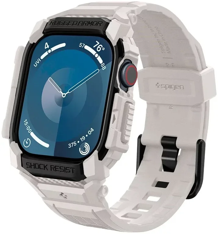 Spigen Rugged Armor Pro - Apple Watch 11/10 46MM - Hoesje en Bandje - Beige afbeelding 1