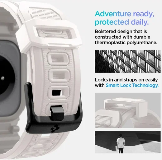 Spigen Rugged Armor Pro - Apple Watch 11/10 46MM - Hoesje en Bandje - Beige afbeelding 10