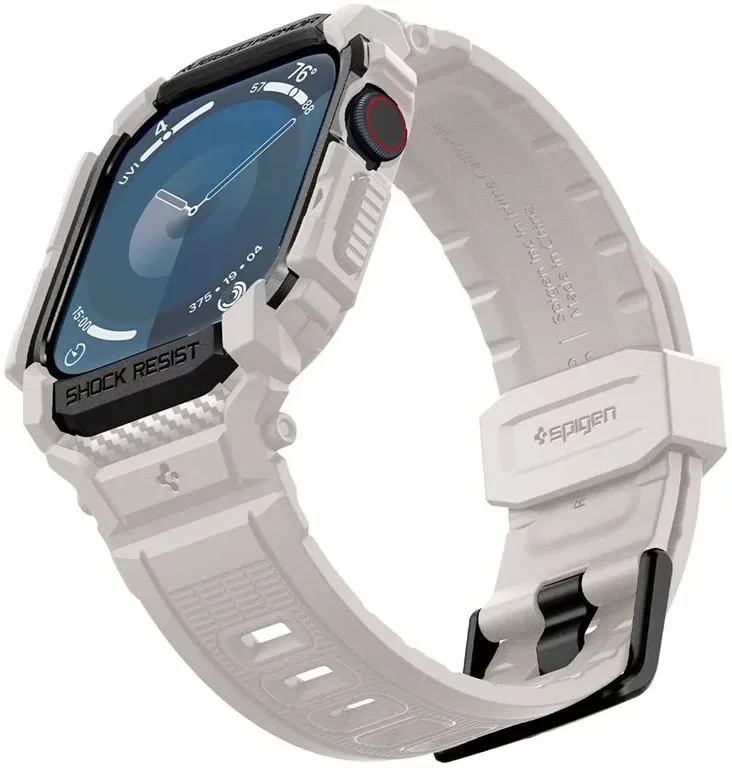 Spigen Rugged Armor Pro - Apple Watch 11/10 46MM - Hoesje en Bandje - Beige afbeelding 13