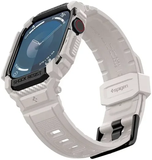 Spigen Rugged Armor Pro - Apple Watch 11/10 46MM - Hoesje en Bandje - Beige afbeelding 13