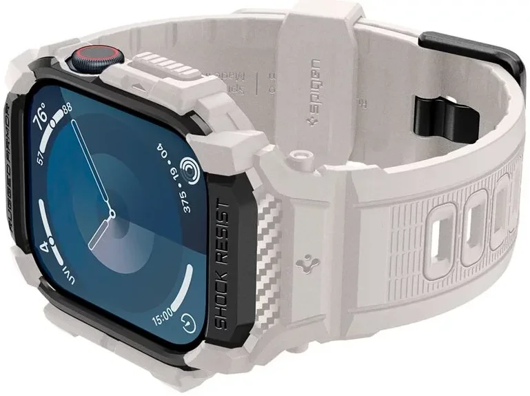 Spigen Rugged Armor Pro - Apple Watch 11/10 46MM - Hoesje en Bandje - Beige afbeelding 14