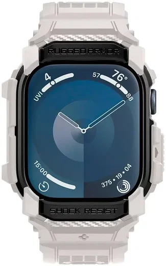 Spigen Rugged Armor Pro - Apple Watch 11/10 46MM - Hoesje en Bandje - Beige afbeelding 9
