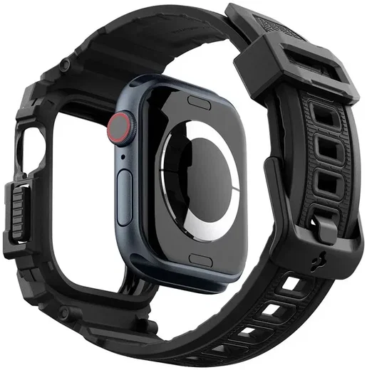 Spigen Rugged Armor Pro - Apple Watch 11/10 42MM - Hoesje en Bandje - Zwart afbeelding 2