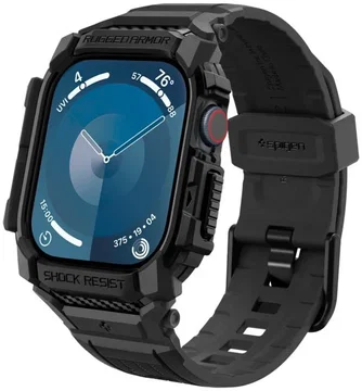 Spigen Rugged Armor Pro - Apple Watch 11/10 46MM - Hoesje en Bandje - Zwart