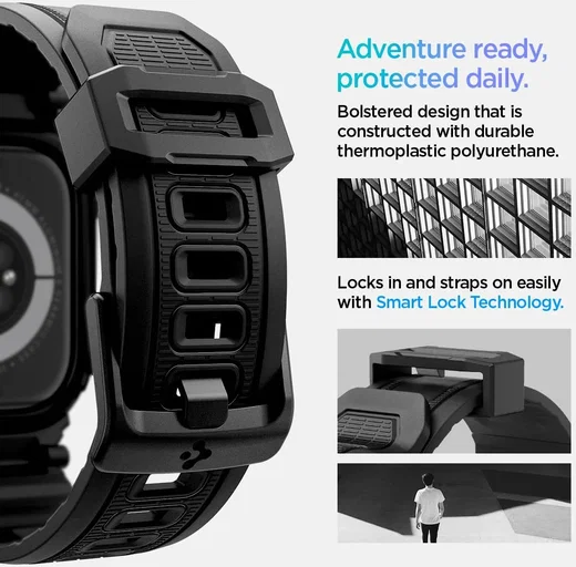 Spigen Rugged Armor Pro - Apple Watch 11/10 46MM - Hoesje en Bandje - Zwart afbeelding 13