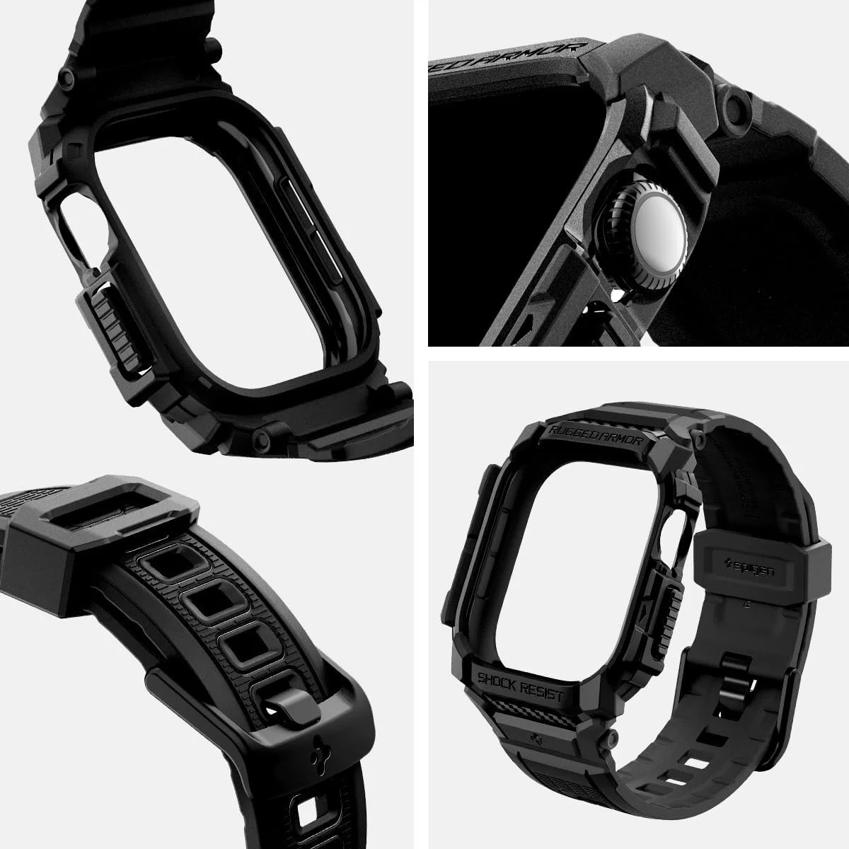 Spigen Rugged Armor Pro - Apple Watch 11/10 46MM - Hoesje en Bandje - Zwart afbeelding 7