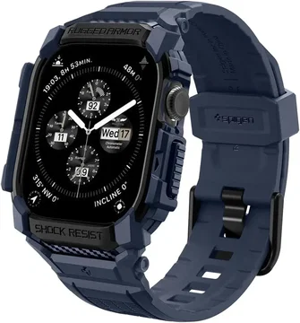 Spigen Rugged Armor Pro - Apple Watch 11/10 42MM - Hoesje en Bandje - Blauw