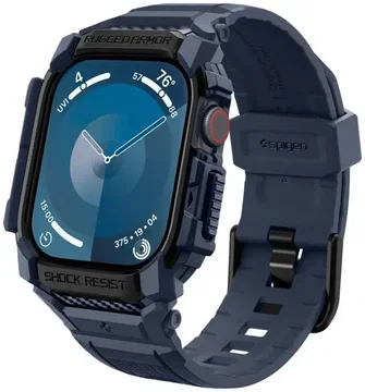 Spigen Rugged Armor Pro - Apple Watch 11/10 46MM - Hoesje en Bandje - Blauw