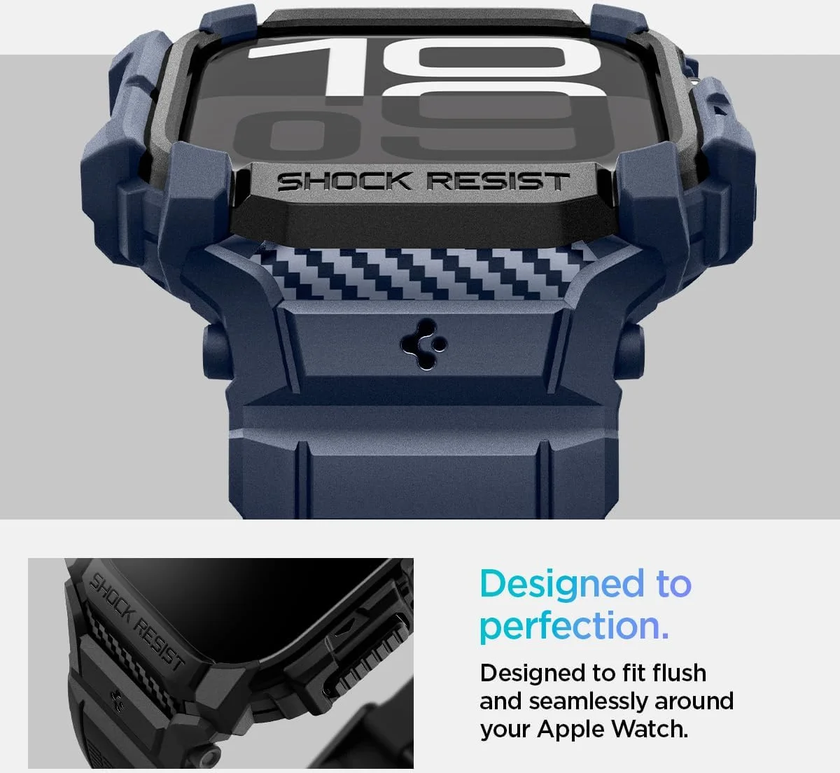 Spigen Rugged Armor Pro - Apple Watch 11/10 46MM - Hoesje en Bandje - Blauw afbeelding 11