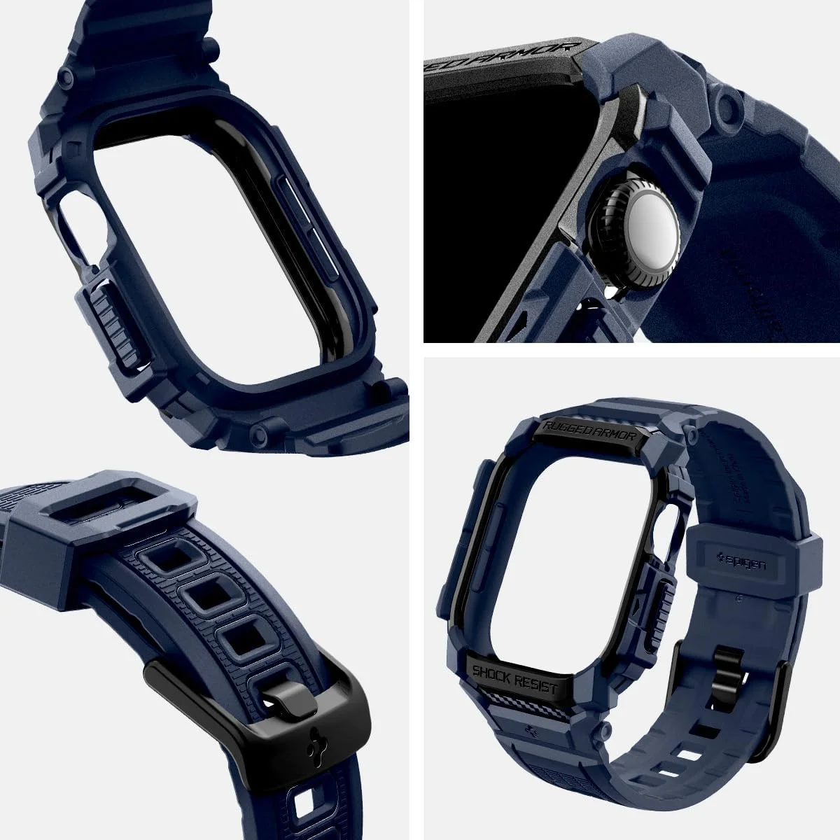 Spigen Rugged Armor Pro - Apple Watch 11/10 46MM - Hoesje en Bandje - Blauw afbeelding 13