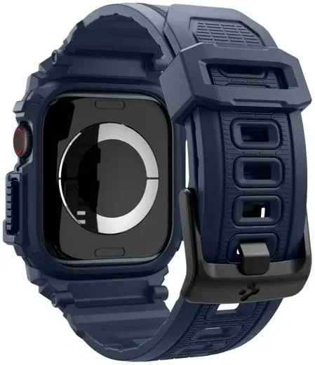 Spigen Rugged Armor Pro - Apple Watch 11/10 46MM - Hoesje en Bandje - Blauw afbeelding 2