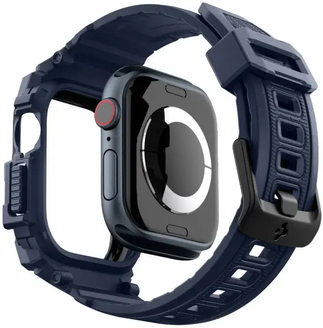Spigen Rugged Armor Pro - Apple Watch 11/10 46MM - Hoesje en Bandje - Blauw afbeelding 4