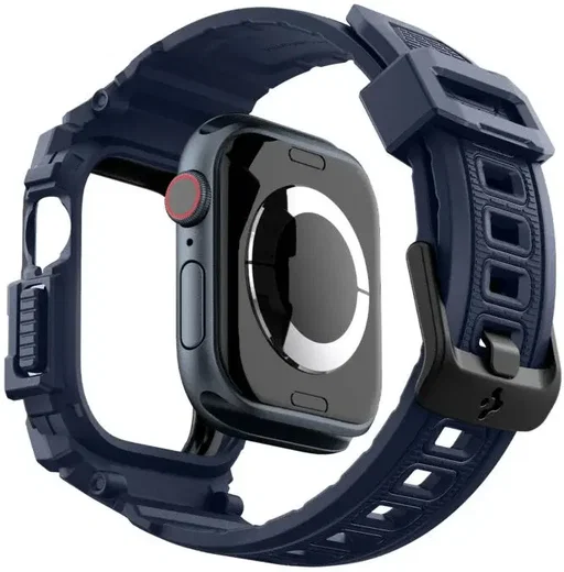 Spigen Rugged Armor Pro - Apple Watch 11/10 46MM - Hoesje en Bandje - Blauw afbeelding 4